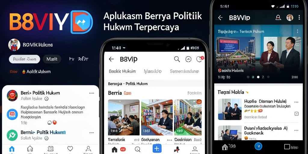 Antarmuka aplikasi B8VIP menampilkan berita politik hukum terkini.
