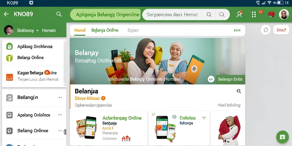 Antarmuka pengguna KNO89 yang sederhana dan menarik untuk Belanja Online.