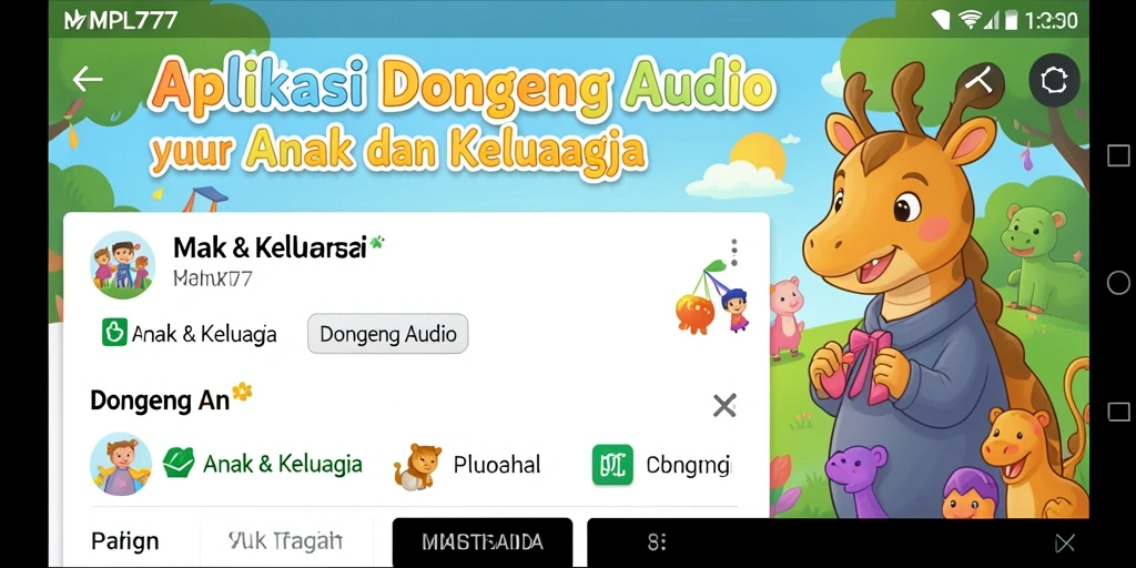 Antarmuka MPL777 yang ramah anak dan penuh warna untuk dongeng audio.