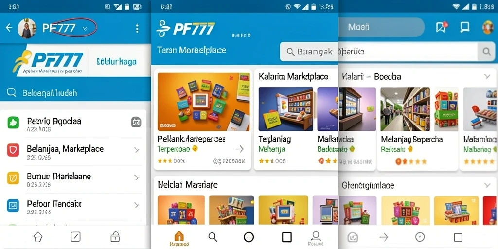 Screenshot utama PF777 menampilkan antarmuka mudah digunakan untuk belanja online.