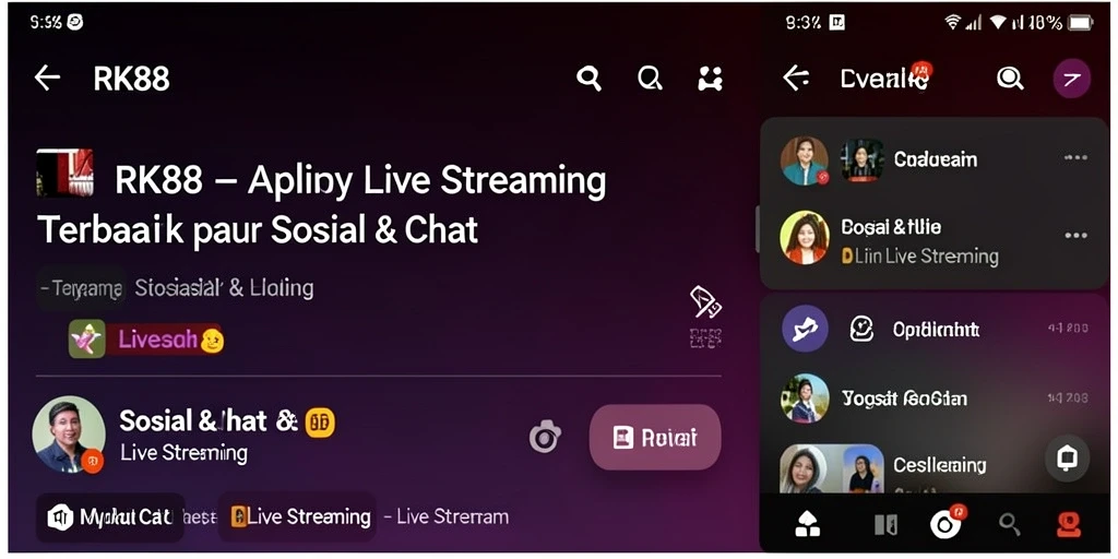 Antarmuka RK88 yang menarik dan interaktif untuk Live Streaming.